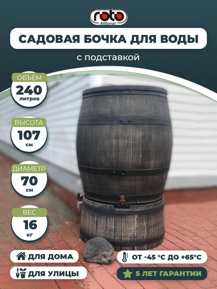 Садовая бочка RAINBARREL 240L+ подставка