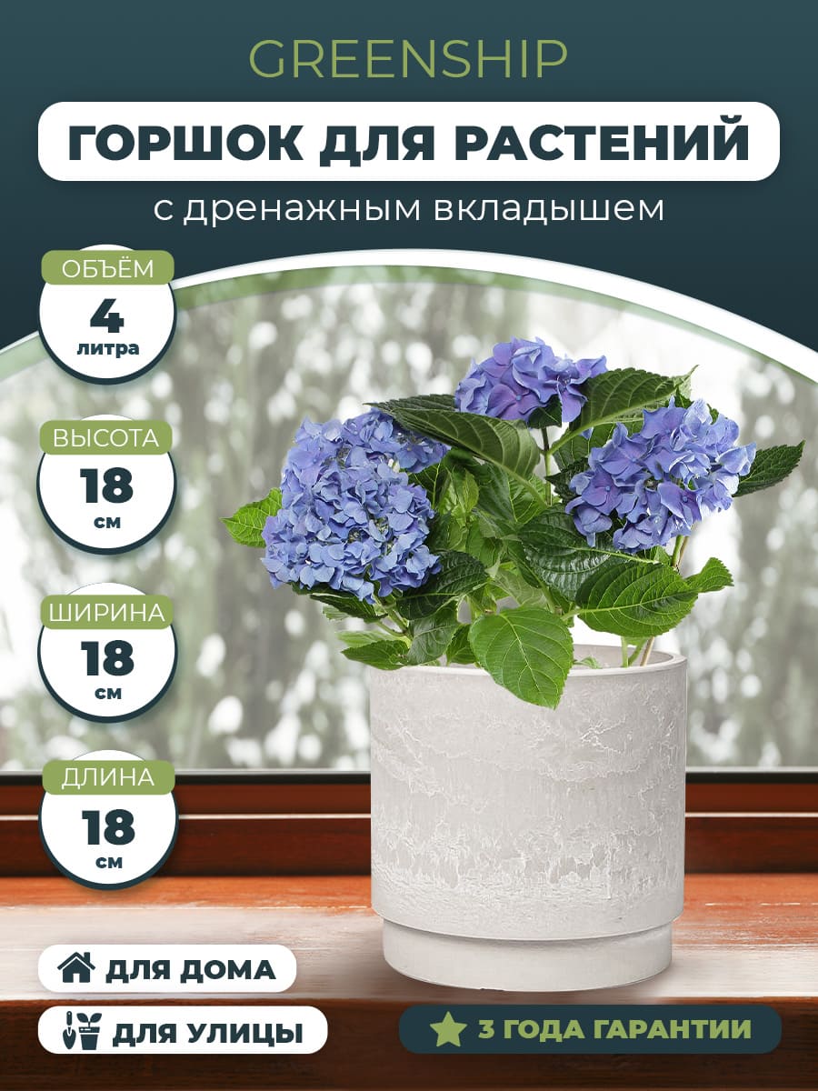 Горшок для растений "Круглый" H-16G18бк