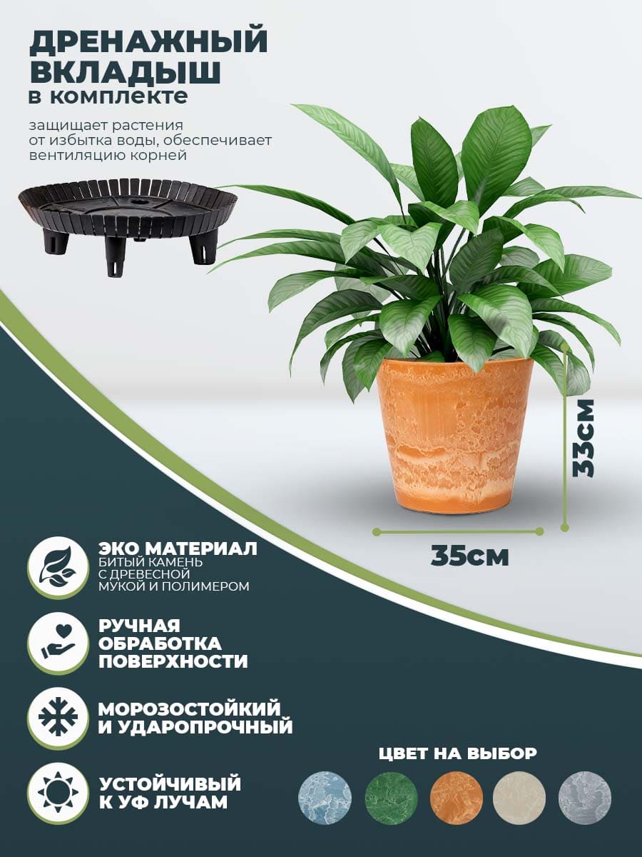 картинка Горшок для растений "Классический" H-11T35нт Интернет-магазин "EraGarden"