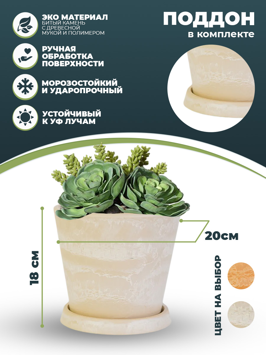 картинка Горшок для растений "Классический" с тарелкой H-11T20п Интернет-магазин "EraGarden"